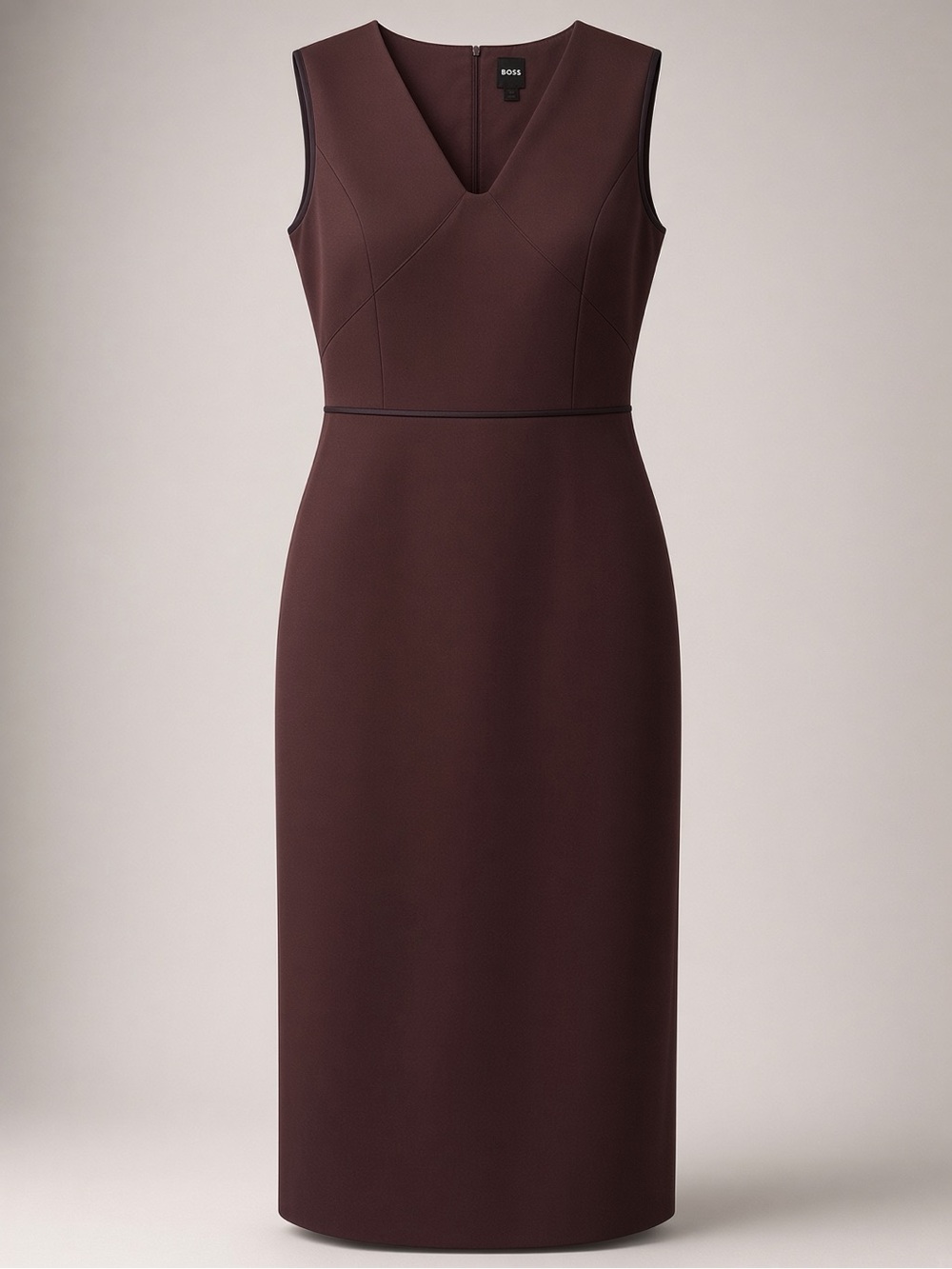 BOSS (Hugo Boss) Sleeveless V-Neck Sheath Midi Dress Size 12 Made in Turkey